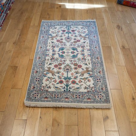 Hand-Knotted Indo Herati Rug From India