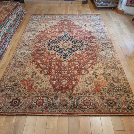 Hand-Knotted Fine Serapi Rug From India