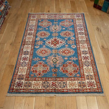 Hand-Knotted Kazak Rug From Afghanistan