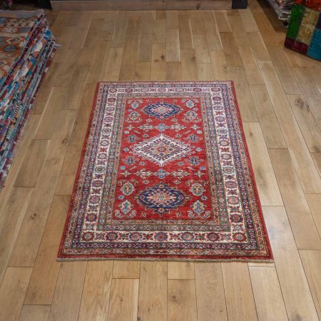 Hand-Knotted Kazak Rug From Afghanistan