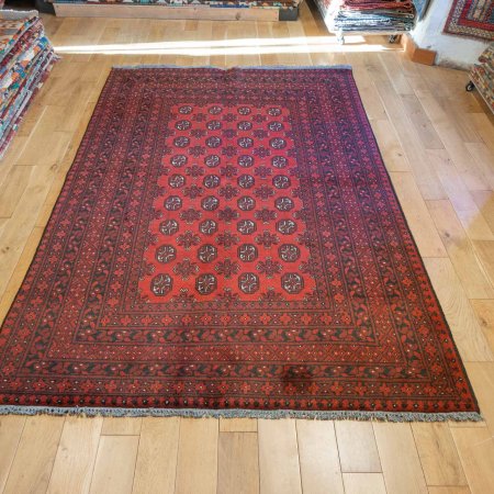 Hand-Knotted Aqcha Rug From Afghanistan