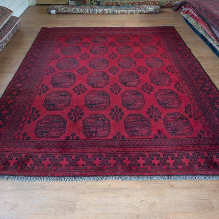 Hand-Knotted Aqcha Rug From Afghanistan