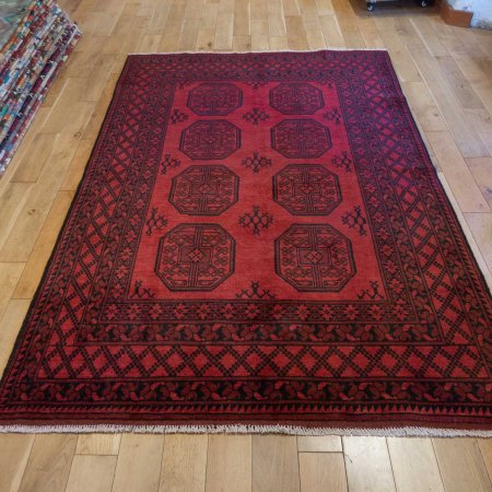 Hand-Knotted Aqcha Rug From Afghanistan