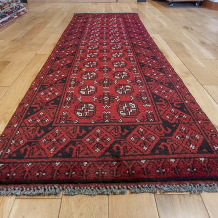 Hand-Knotted Aqcha Runner From Afghanistan