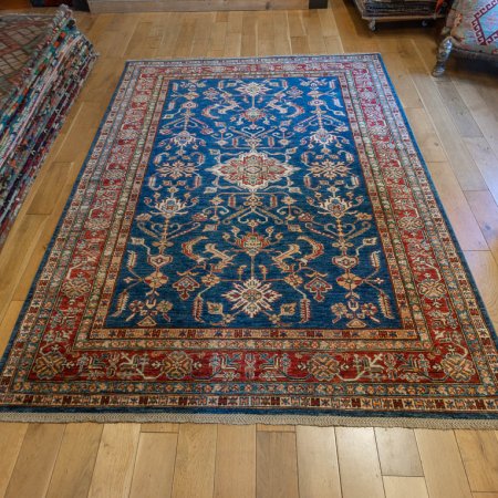 Hand-Knotted Kazak Rug From Afghanistan