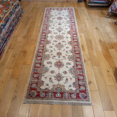 Hand-Knotted Ziegler Runner From Afghanistan