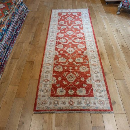 Hand-Knotted Ziegler Runner From Afghanistan