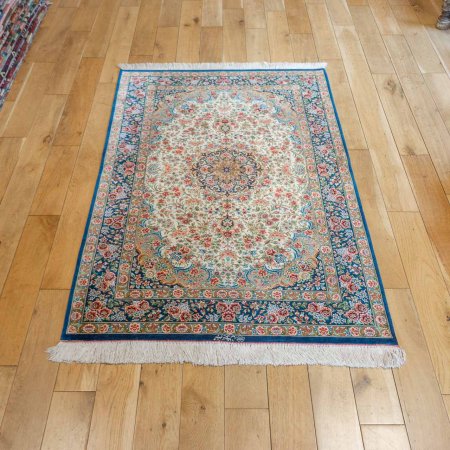 Hand-Knotted Qum Rug From Iran (Persian)