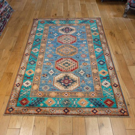 Hand-Knotted Kazak Rug From Afghanistan