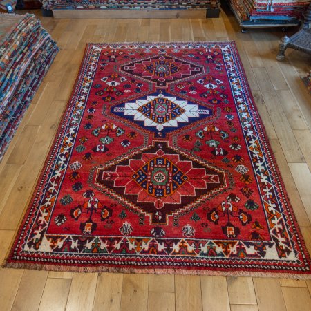 Hand-Knotted Shiraz Rug From Iran (Persian)