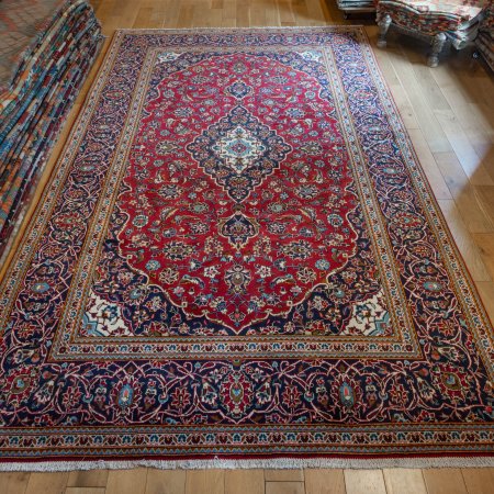 Hand-Knotted Kashan Rug From Iran (Persian)