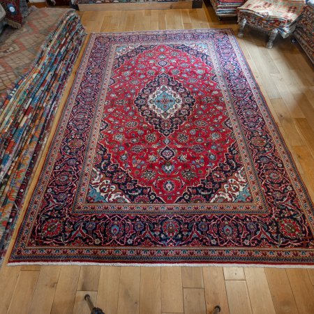 Hand-Knotted Kashan Rug From Iran (Persian)