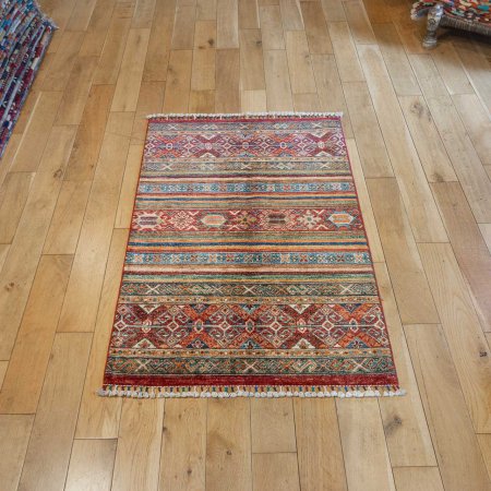 Hand-Knotted Khorjin Rug From Afghanistan