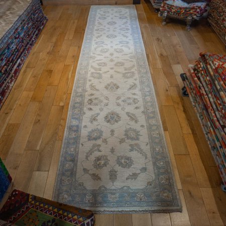 Hand-Knotted Ziegler Runner From Afghanistan