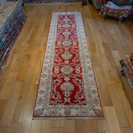 Hand-Knotted Ziegler Runner From Afghanistan