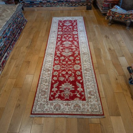 Hand-Knotted Ziegler Runner From Afghanistan