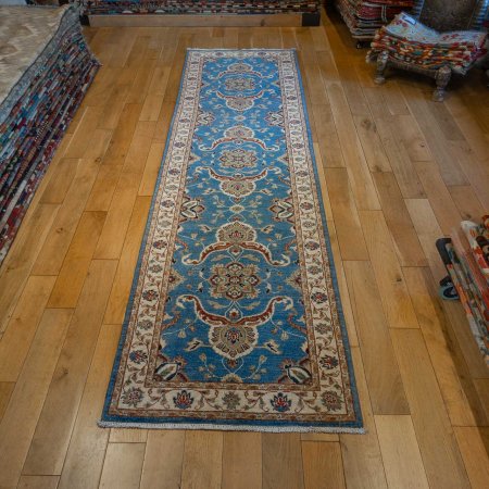 Hand-Knotted Ziegler Runner From Afghanistan