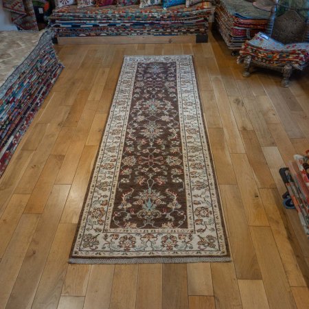 Hand-Knotted Ziegler Runner From Afghanistan