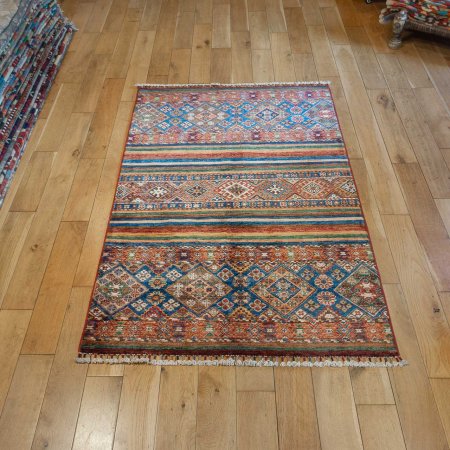 Hand-Knotted Khorjin Rug From Afghanistan