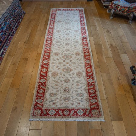 Hand-Knotted Ziegler Runner From Afghanistan