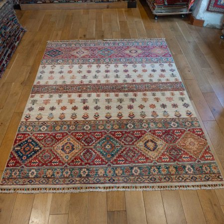 Hand-Knotted Kashgari Rug From Afghanistan