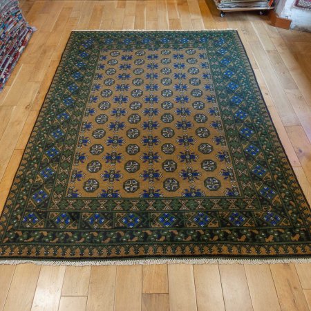 Hand-Knotted Aqcha Rug From Afghanistan