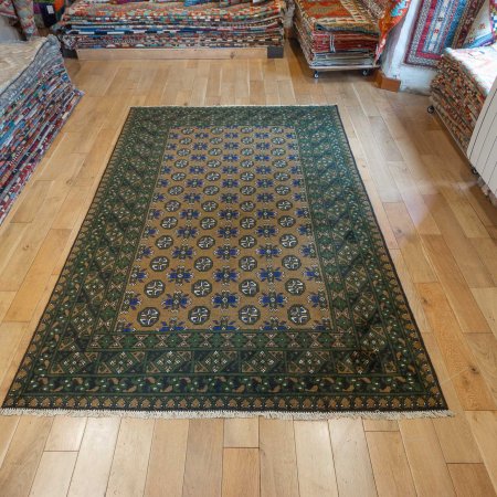 Hand-Knotted Aqcha Rug From Afghanistan