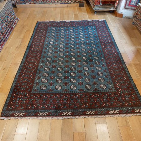 Hand-Knotted Aqcha Rug From Afghanistan