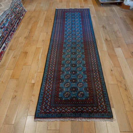 Hand-Knotted Aqcha Runner From Afghanistan