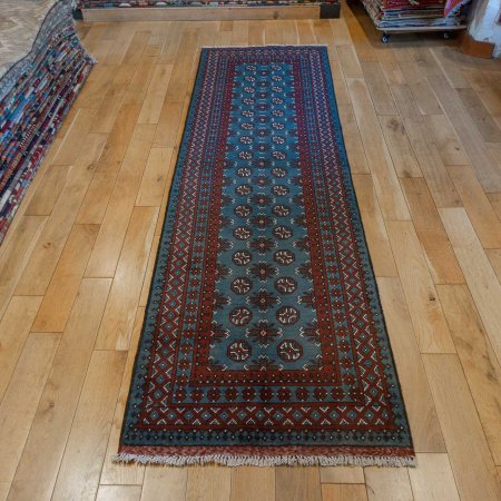 Hand-Knotted Aqcha Runner From Afghanistan