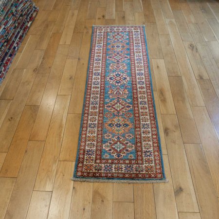 Hand-Knotted Kazak Runner From Afghanistan