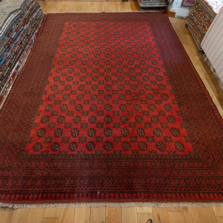 Hand-Knotted Aqcha Rug From Afghanistan