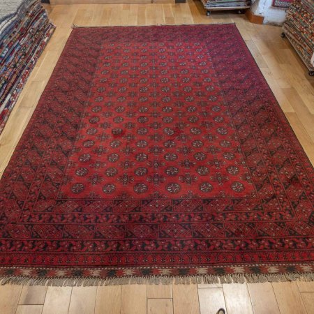 Hand-Knotted Aqcha Rug From Afghanistan