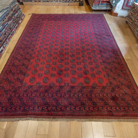 Hand-Knotted Aqcha Rug From Afghanistan