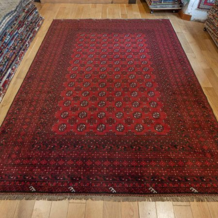 Hand-Knotted Aqcha Rug From Afghanistan