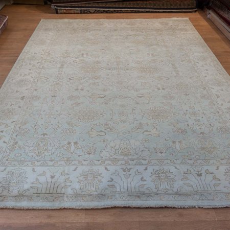 Hand-Knotted Oushak Rug From India