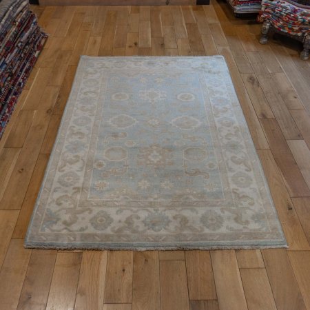 Hand-Knotted Oushak Rug From India