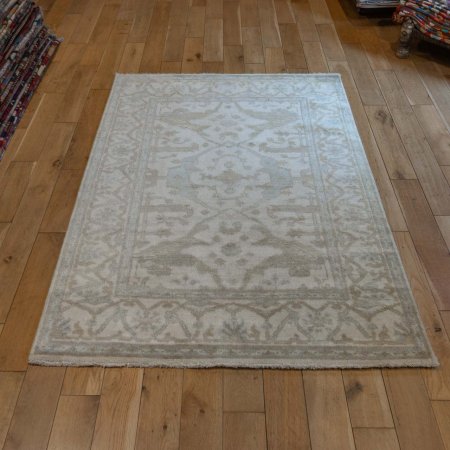 Hand-Knotted Oushak Rug From India