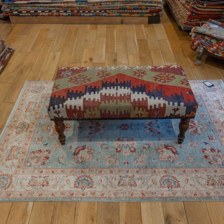 Hand-Made Anatolian Kilim Stool From Turkey