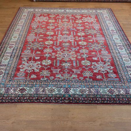 Hand-Knotted Kazak Rug From Afghanistan