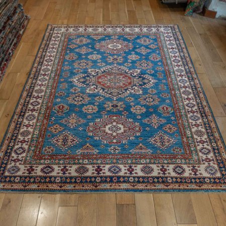 Hand-Knotted Kazak Rug From Afghanistan