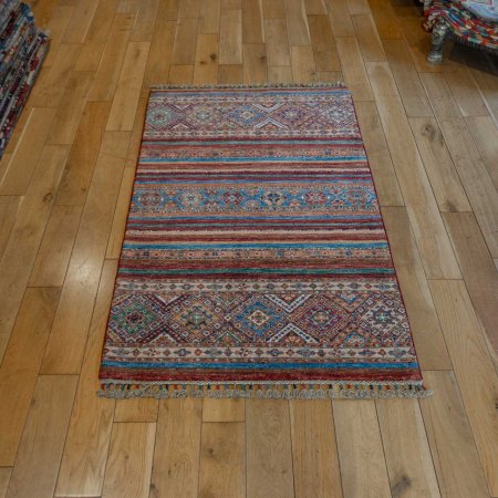 Hand-Knotted Khorjin Rug From Afghanistan