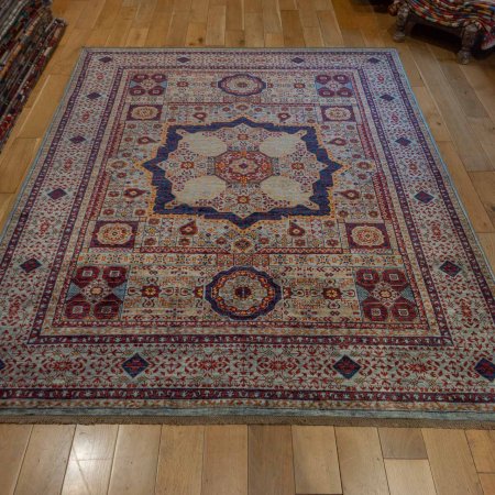 Hand-Knotted Fine Mamluk Rug From Afghanistan