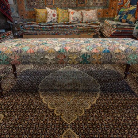 Hand-Made Mazar Stool Kilim Footstool From Afghanistan