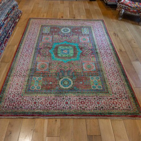 Hand-Knotted Fine Mamluk Rug From Afghanistan