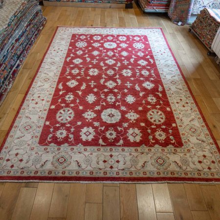 Hand-Knotted Ziegler Rug From Afghanistan