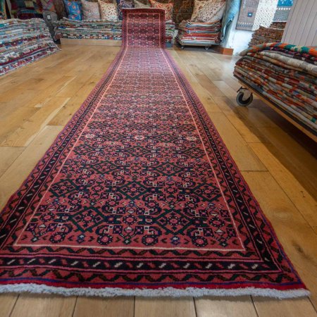 Hand-Knotted Hosseinabad Runner From Iran (Persian)