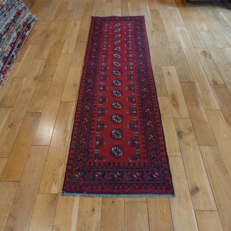 Hand-Knotted Aqcha Runner From Afghanistan