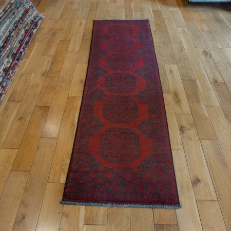 Hand-Knotted Aqcha Runner From Afghanistan