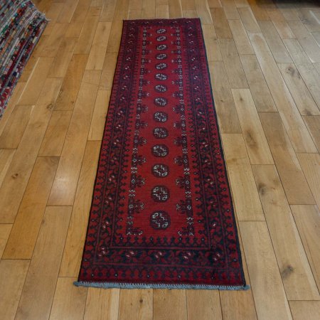 Hand-Knotted Aqcha Runner From Afghanistan